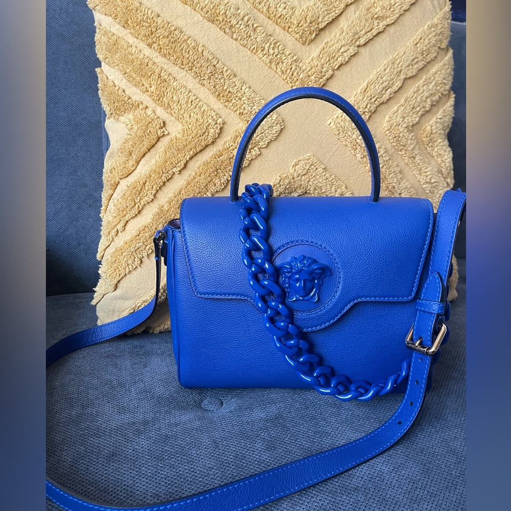 VERSACE- La Medusa Handbag - RUNWAY - unique /sold out royal blue color